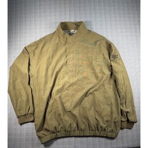 FootJoy Windbreaker Jacket Men 2XL Olive Green Black Gold Golf Club Logo 1/4 Zip
